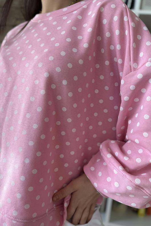 Scamp Lantern Sweatshirt Polka Dot Candy & White